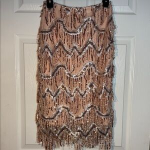 Mad For Love Sequin Pencil Skirt - Rose Gold and Silver
